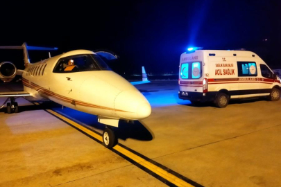 Ambulans uçakla tedavi için Bursa'ya getirildi