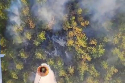 Çanakkale’deki orman yangını havadan görüntülendi